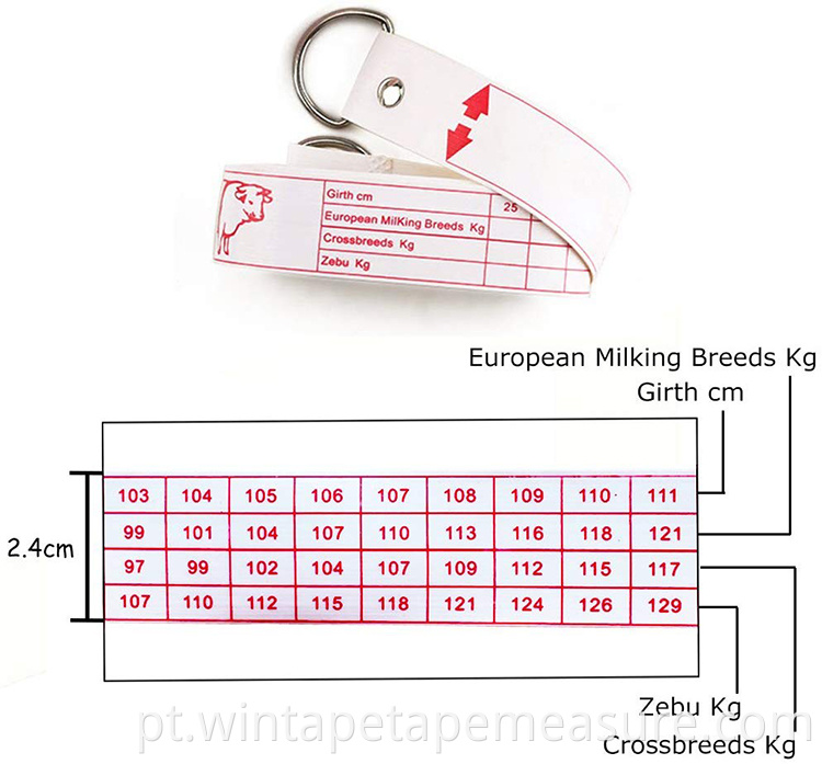 ODM / OEM para medição de peso de animais com marca de animais, vacas e porcos, fita para peso